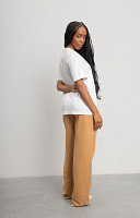 Calça Wide Leg de Moletom Estonado de Algodão Premium Feminina - Personalizada