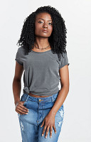 Amsotra Camiseta Corte a Fio Gola U Estonada de Algodão Premium Feminina