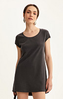 Amostra Vestido Gola U Estonado de Algodão Premium Feminino